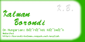 kalman borondi business card